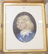 Thomas Henry Thomas Oval portrait of a young boy Watercolour with additional body colour Signed and