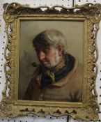 David W. Haddon (1847-1912) A smoking fisherman Oil on canvas laid on board Signed lower left 25 x