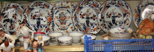 A collection of 19th century Chinese export items, comprising of six large plates and five cups and