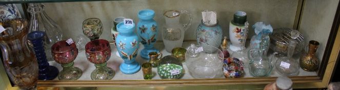 A small quantity of glassware to include a Czechoslovakia amber coloured vase with etched foliate