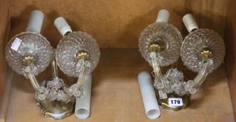 A pair of gilt metal and glass wall lights (sold as parts) Best Bid