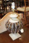 A modern lamp and a Victorian copper samovar 47cm high (sold as parts) Best Bid