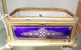 A 19th Century enamel and gilt display box; 12cm high x 27cm wide x 16cm deep