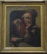 20th Century Dutch School Figure holding pistol  Oil on canvas 54 x 44cm