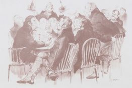 Charles Mozley (1914-1991) Drinks Party facsimile print in sepia, signed in pencil, on laid paper,