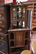 An Edwardian rosewood corner display cabinet 198cm high, 77cm wide