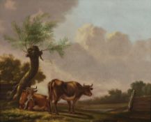 Manner of Jan Wijnants Cattle in a landscape Oil on panel 24 x 30.5 cm (9 1/2 x 12 in)