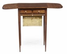 A Victorian mahogany work table, circa 1880, the hinged rectangular top above two small drawers on