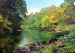 William H. Parkinson (19th/20th century) Wooded river scene Oil on canvas laid on board Signed