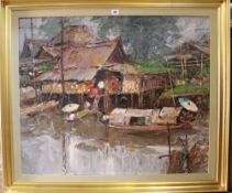 Thai School (20th century) Water ways Oil on canvas Indistinctly signed and dated 1972 lower right