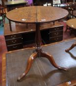 A late 18th century oak tripod table 71cm high, 61cm wide