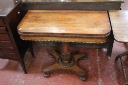 A William IV rosewood card table 74cm high, 92cm wide