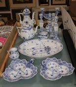 A quantity of Royal Copenhagen blue and white `onion` pattern ceramics to include a coffee pot,