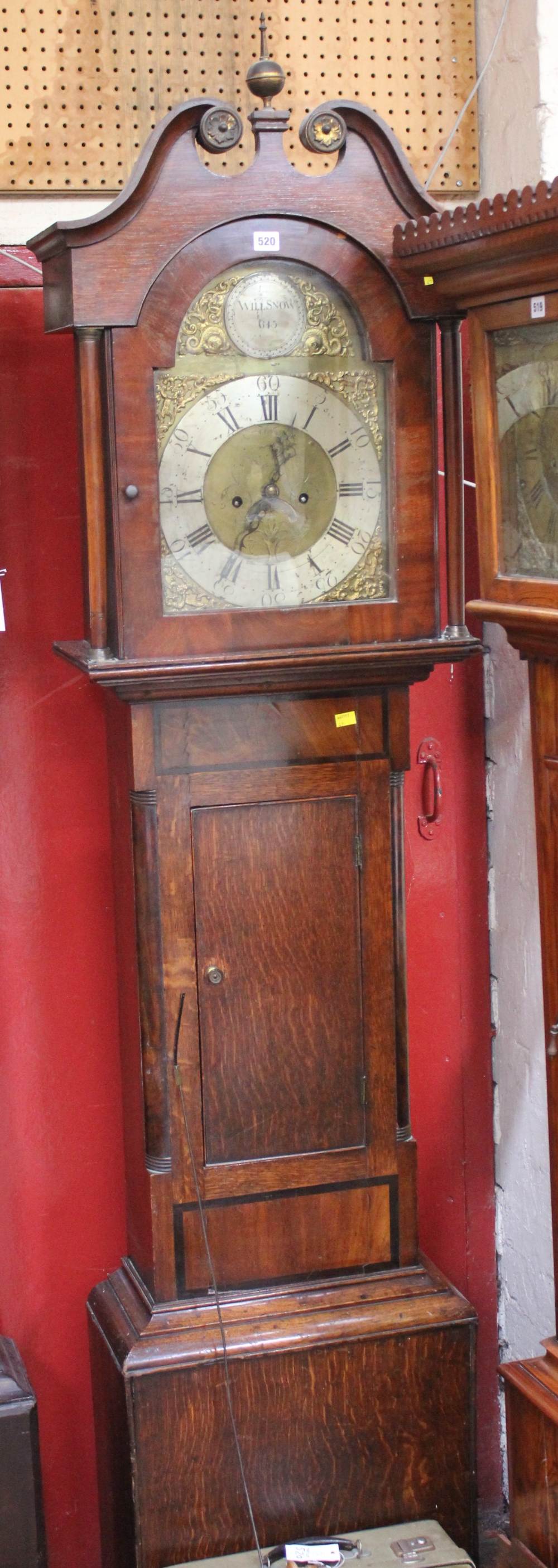 An oak and mahogany eight-day longcase clock, composite, late 18th century and later, the four