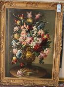 Dutch School (20th century) Still life of spring flowers in an urn Oil on canvas 70 x 49 cm (27 1/2