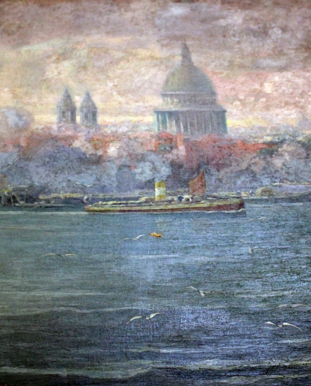 Adolphe Jean Hamesse (1849-1925) St. Paul`s Cathedral from the River Thames Oil on canvas Signed