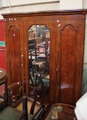A Victorian mahogany triple door wardrobe 208cm high, 180cm wide