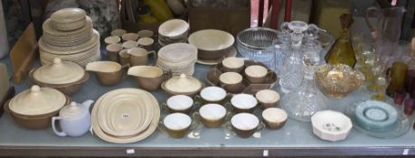 A Branksome China dinner service, a Poole Pottery ashtray, a carnival glass bowl, five mixed glass