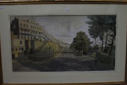 John Doyle (b1928) Royal York Crescent, Clifton, Bristol Watercolour Signed lower left Royal