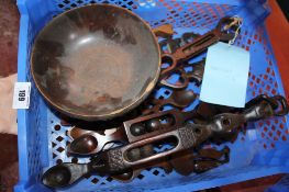 A small quantity of Welsh wooden love spoons