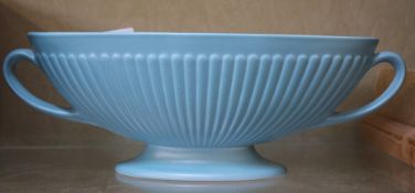 A Wedgwood turquoise coloured Greek urn shaped vase; 11cm high x 31cm long