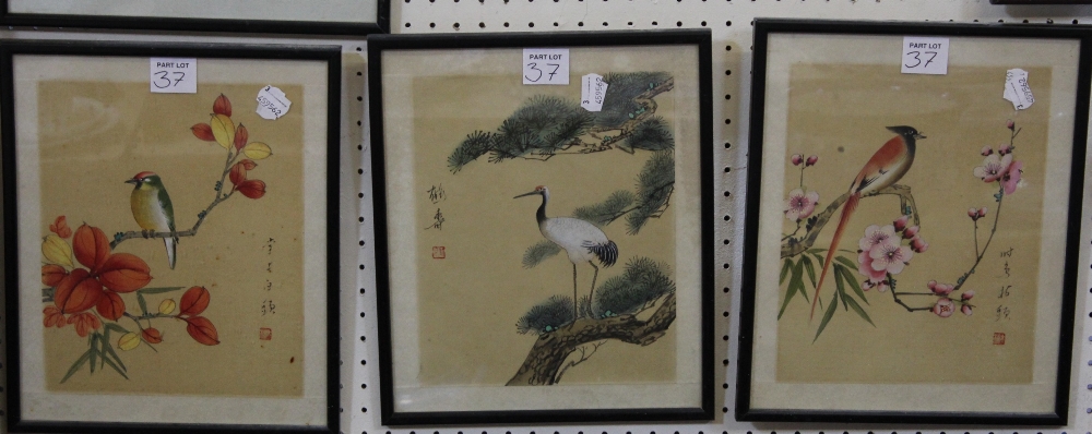 A group of six 20th Century School Oriental watercolours on silk  Best Bid