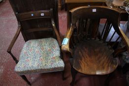 A Victorian desk chair and a Regency mahogany armchair