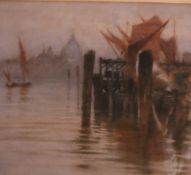 Henry Rushbury Venetian scene Pastel on canvas Signed lower right 33.5 x 41cm