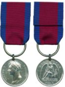 WATERLOO MEDAL, 1815, with original iron clip and contemporary replacement steel ring suspension (