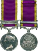 SECOND CHINA WAR MEDAL, 1857-1860, single clasp, Taku Forts 1860 (Benjn Basford. 44th Regt);