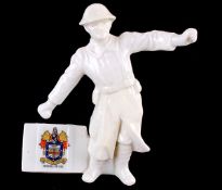 Model of Soldier Throwing Hand Grenade by Grafton China (Bexhill-On-Sea) restored, 140mm