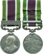 TIBET MEDAL, 1903-4, silver issue, single clasp, Gyantse (356 Kpt Dafdr Ali Sher 9th Mule Corps);