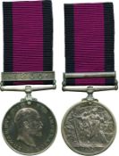 NATAL MEDAL, 1906, single clasp, 1906 (Tpr: H. P. Smith, Natal Carbineers.); officially impressed.