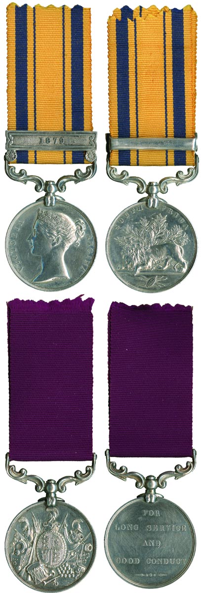 A Zulu War and Long Service Pair awarded to Private Henry Wareham, 3rd Battalion, 60th Foot,