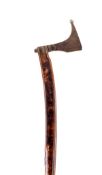 A Saxon Miner`s Guild Axe Late 17th / Early 18th Century with flat brass head of characteristic