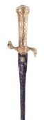 A German Hunting Sword 18th Century with a tapering double-edged blade, square at the ricasso,