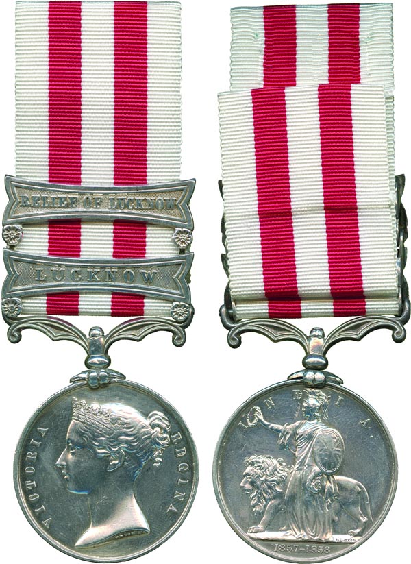 INDIAN MUTINY MEDAL, 1857-1858, 2 clasps, Lucknow, Relief of Lucknow (Hy McLeod, 93rd