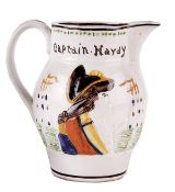 A Pearlware Commemorative Jug of Pratt type, moulded in relief and painted in colours with profile