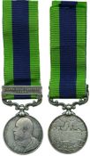 INDIA GENERAL SERVICE MEDAL, 1908-1935, single clasp, North West Frontier 1908 (3872 Sepoy Jaggat