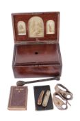 A Victorian Seaman`s Mahogany Travelling Box the Property of William Lipscombe `HMS Emerald` of