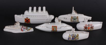 Model of Submarine by Shelley China (Dunblane) 147mm long. Model of E9 Submarine by Carlton China (