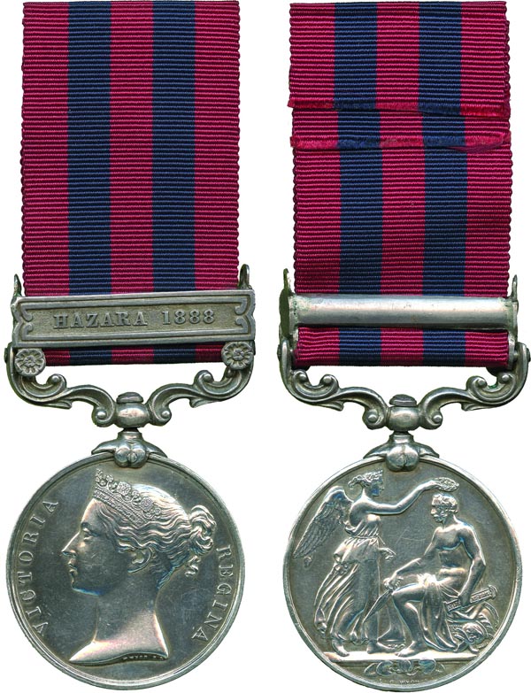 INDIA GENERAL SERVICE MEDAL, 1854-1895, single clasp, Hazara 1888 (609 Pte. J . Gammon 1st Bn