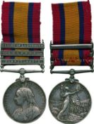 QUEEN`S SOUTH AFRICA MEDAL, 1899-1902, 3rd type reverse, 3 clasps, Elandslaagte, Colenso, Relief