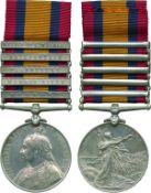 A Scarce Boer War `Naval Brigade` QSA with 5 clasps awarded to Able Seaman Ernest Alfred Harvey, HMS