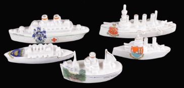 Model of British Minesweeper HMMS Gowan Lea by Carlton China (Firth Hill) 114mm long. Model of