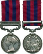 INDIA GENERAL SERVICE MEDAL, 1854-1895, single clasp, Hazara 1891 (3003 Pte T Giggle Bedfordshire