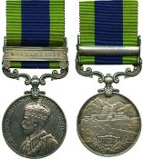 INDIA GENERAL SERVICE MEDAL, 1908-1935, single clasp, Mohmand 1933 (805149 Gnr. T. Topping. R.A.);