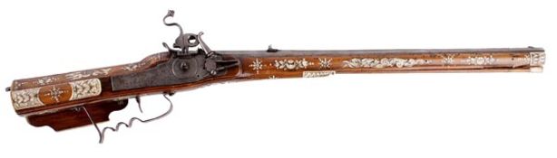 A Fine German Wheel-Lock Sporting Carbine 17th Century with a 63cm swamped sighted barrel engraved