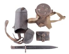 A Collection of Great War Imperial German Field Equipment including respirator, the canister