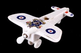 Model of Monoplane by Willow Art China (Brighton) with revolving prop and coloured roundels to